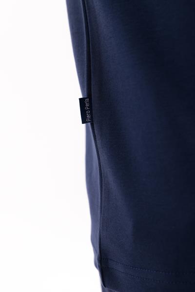 Interlock Compact Tone-on-Tone EVA Embroidered Crew Neck Slim Fit Mens Navy T-Shirt