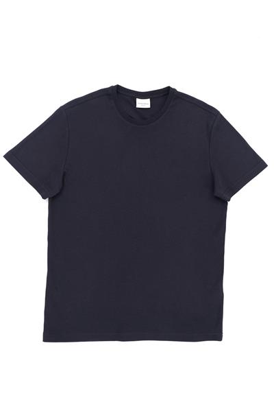 Interlock Compact Tone-on-Tone EVA Embroidered Crew Neck Slim Fit Mens Black T-Shirt