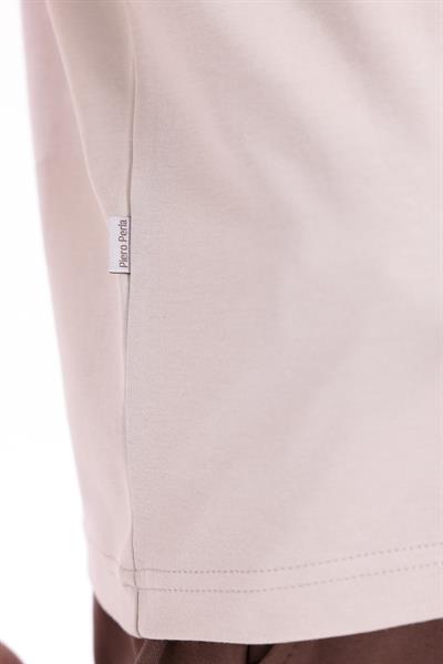 Interlock Compact Tone-on-Tone EVA Embroidered Crew Neck Slim Fit Mens Stone T-Shirt