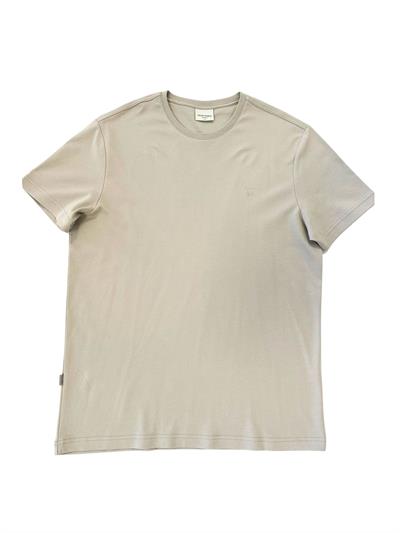 Interlock Compact Tone-on-Tone EVA Embroidered Crew Neck Slim Fit Mens Stone T-Shirt