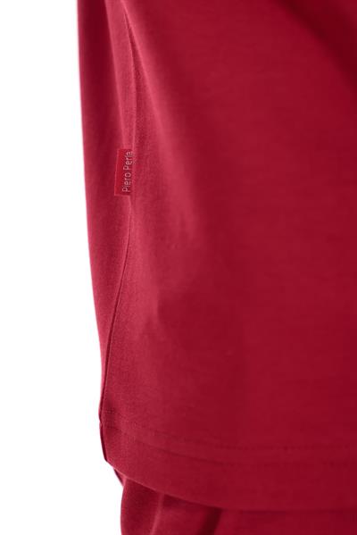 Interlock Compact Tone-on-Tone EVA Embroidered Crew Neck Slim Fit Mens Red T-Shirt