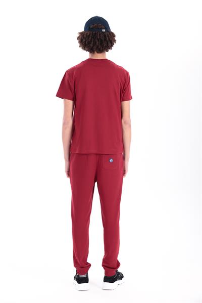 Interlock Compact Tone-on-Tone EVA Embroidered Crew Neck Slim Fit Mens Red T-Shirt