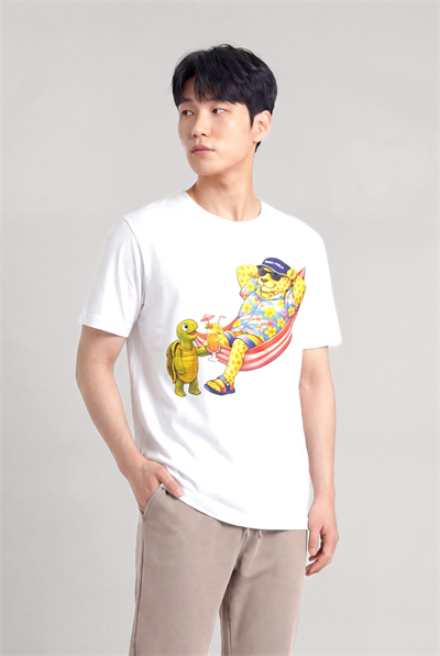 Jaguar Baskı Detaylı Bisiklet Yaka Regular Fit Erkek Beyaz T-Shirt