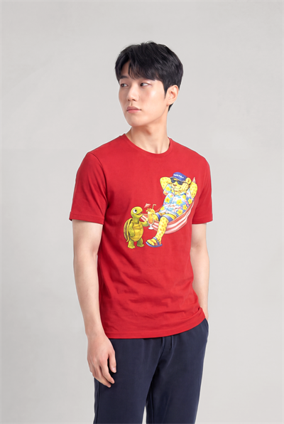 Jaguar Baskı Detaylı Bisiklet Yaka Regular Fit Erkek Kırmızı T-Shirt