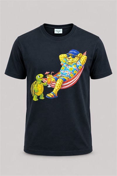 Jaguar Baskı Detaylı Bisiklet Yaka Regular Fit Erkek Siyah T-Shirt