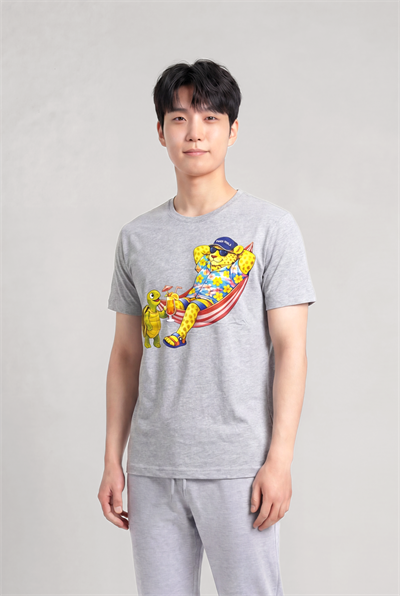Jaguar Baskı Detaylı Bisiklet Yaka Regular Fit Erkek Gri T-Shirt