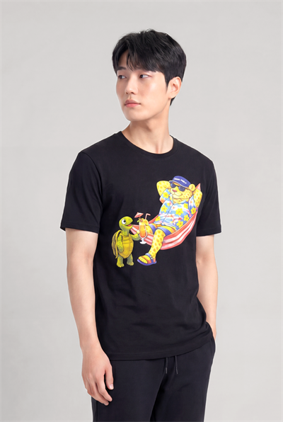 Jaguar Baskı Detaylı Bisiklet Yaka Regular Fit Erkek Siyah T-Shirt
