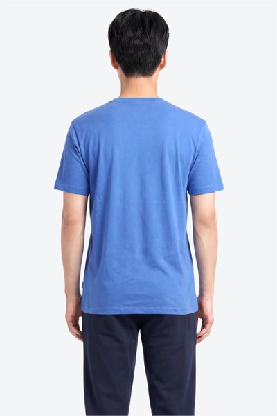 Jaguar Baskı Detaylı Bisiklet Yaka Regular Fit Erkek Mavi T-Shirt