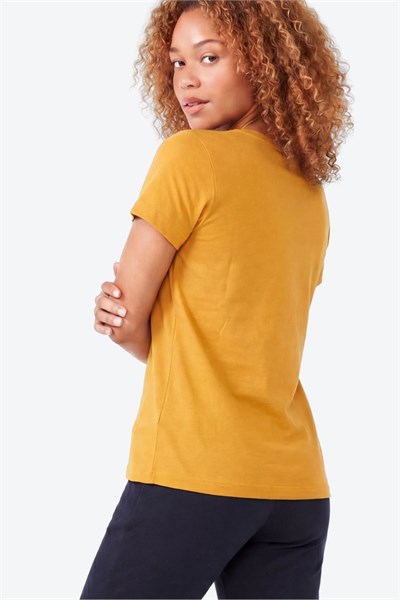 Jaguar Baskı Detaylı Bisiklet Yaka Slim Fit Kadın Hardal T-Shirt