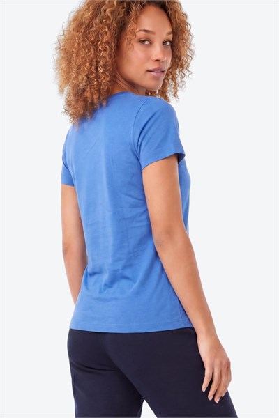 Jaguar Baskı Detaylı Bisiklet Yaka Slim Fit Kadın Mavi T-Shirt