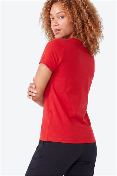 Jaguar Baskı Detaylı Bisiklet Yaka Slim Fit Kadın Kırmızı T-Shirt