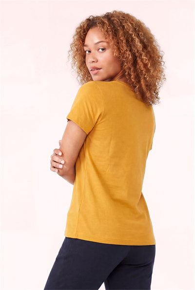 Jaguar Baskı Detaylı Bisiklet Yaka Slim Fit Kadın Hardal T-Shirt