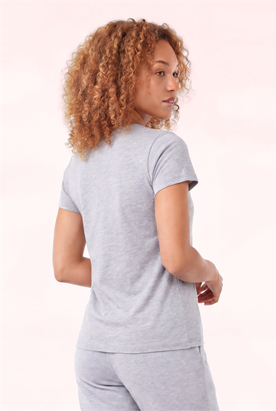Jaguar Baskı Detaylı Bisiklet Yaka Slim Fit Kadın Gri T-Shirt