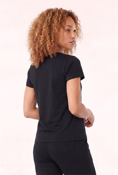Jaguar Baskı Detaylı Bisiklet Yaka Slim Fit Kadın Siyah T-Shirt