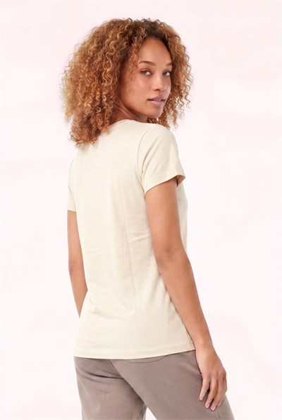 Jaguar Baskı Detaylı Bisiklet Yaka Slim Fit Kadın Sütlü Kahve T-Shirt