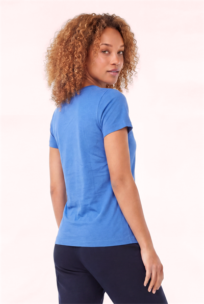 Jaguar Baskı Detaylı Bisiklet Yaka Slim Fit Kadın Mavi T-Shirt