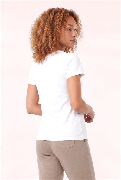Jaguar Baskı Detaylı Bisiklet Yaka Slim Fit Kadın Beyaz T-Shirt