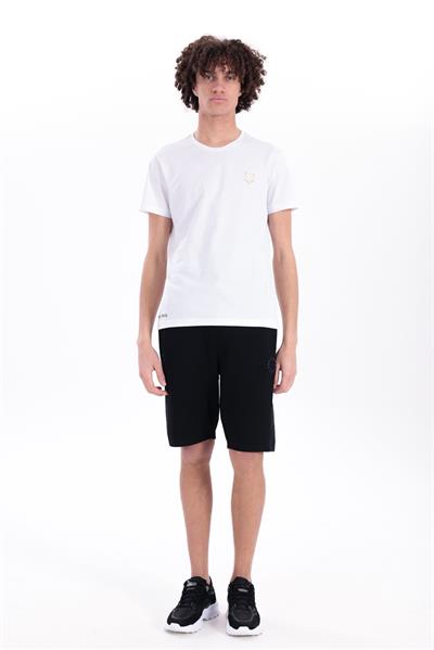 Jaguar Print and Skirt Embroidery Crew Neck Slim Fit Mens White T-Shirt