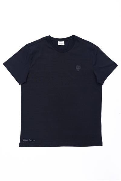 Jaguar Print and Skirt Embroidery Crew Neck Slim Fit Mens Black T-Shirt