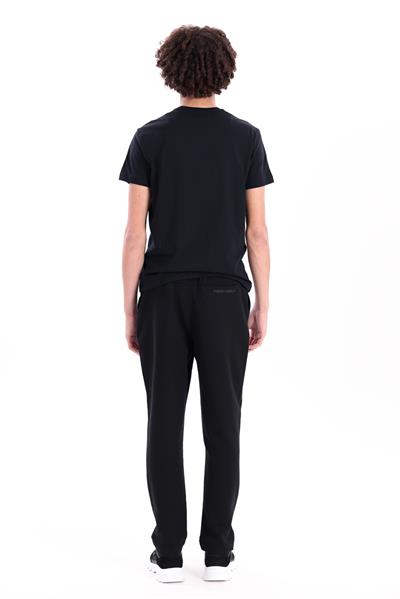 Jaguar Print and Skirt Embroidery Crew Neck Slim Fit Mens Black T-Shirt