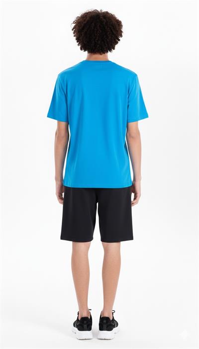 Jaguar Print and Skirt Embroidery Crew Neck Slim Fit Mens Light Blue T-Shirt