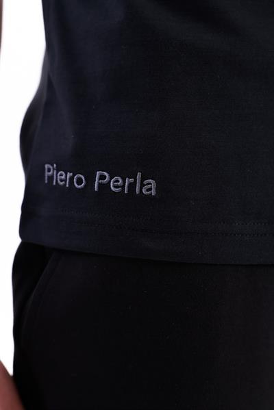 Jaguar Print and Skirt Embroidery Crew Neck Slim Fit Mens Black T-Shirt