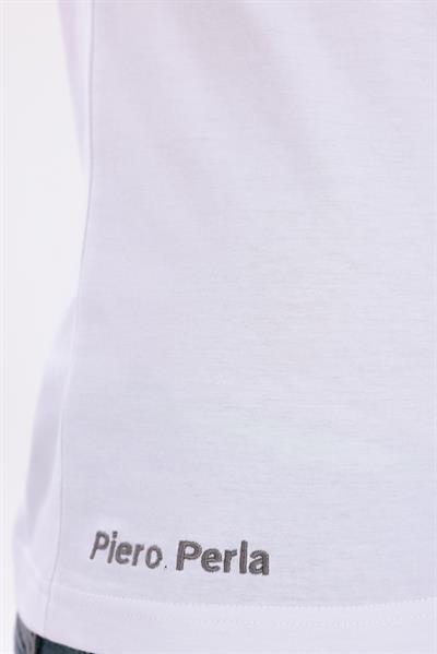 Jaguar Print and Skirt Embroidery Crew Neck Slim Fit Mens White T-Shirt