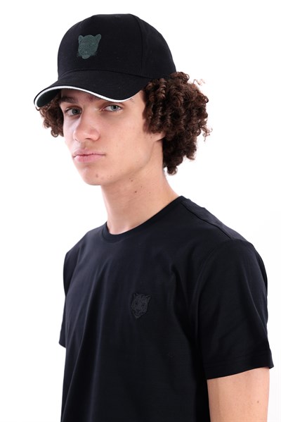 Jaguar Contour Embroidery Detail Mens Black Cap