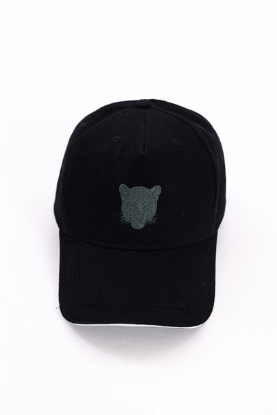 Jaguar Contour Embroidery Detail Mens Black Cap