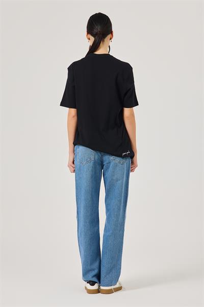 Womens Knitted Short Sleeve Black T-Shirt