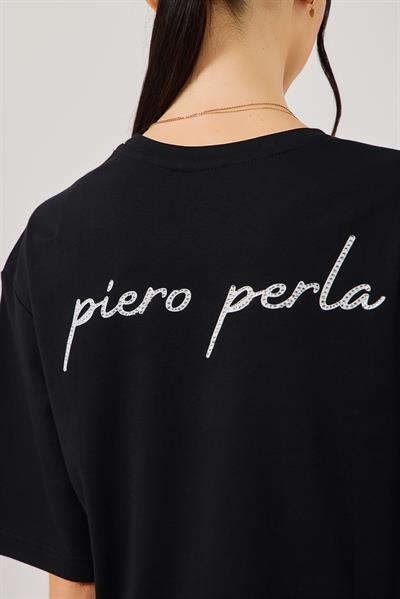 Womens Knitted Short Sleeve Crop Black T-Shirt