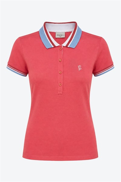 Kadın PP Eva Nakış Detaylı Ayaksız Yaka Slim Fit Polo Yaka T-Shirt
