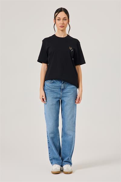 Womens Knitted Short Sleeve Black T-Shirt