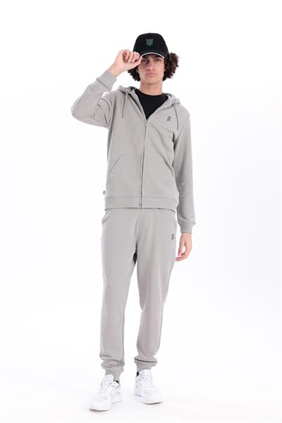 Hooded Regular Fit Zip-Up Light Gray Cardigan