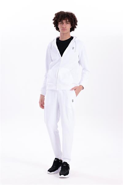 Hooded Regular Fit White Cardigan with Front Zipper