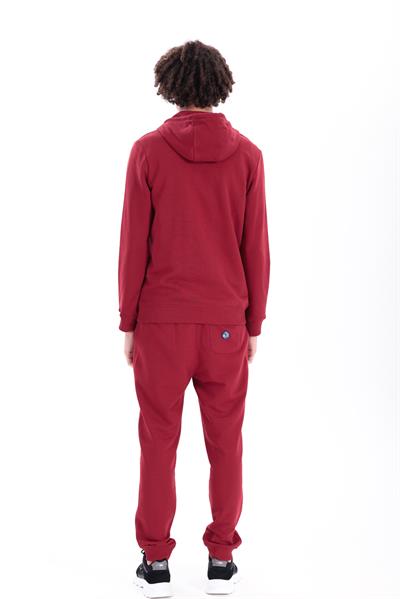 Hooded Regular Fit Red Cardigan with Front Zipper