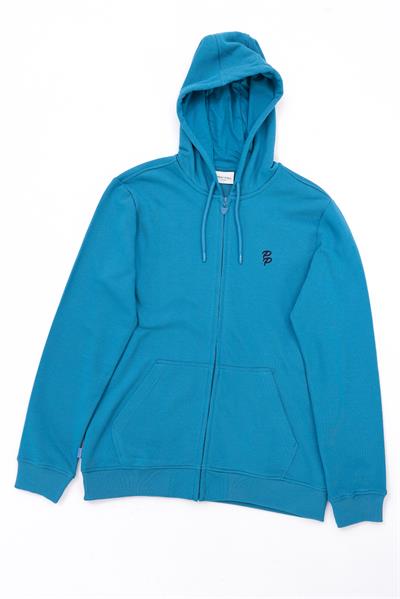 Hooded Regular Fit Front Zip Cobalt Cardigan