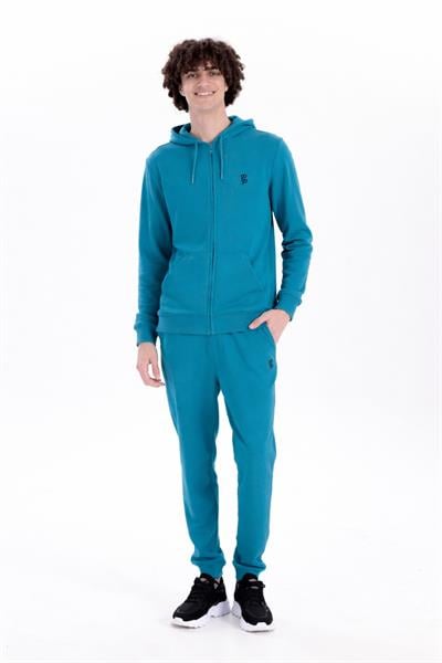 Hooded Regular Fit Front Zip Cobalt Cardigan
