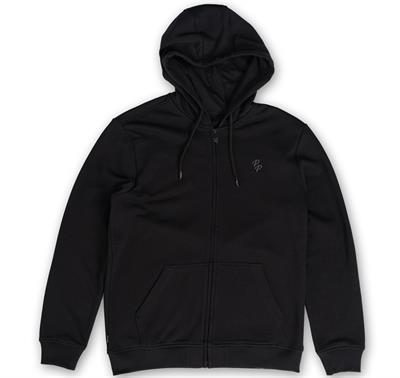 Hooded Regular Fit Black Cardigan with Front Zipper