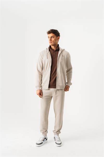 Hooded Regular Fit Front Zipper Stone Cardigan