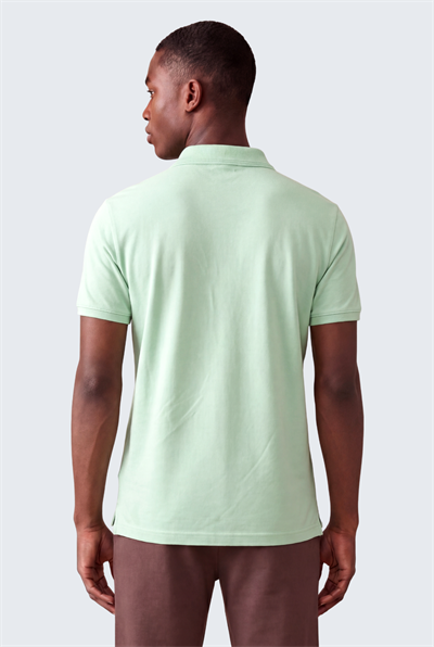 Kontür Jaguar Nakış Detaylı Slim Fit Erkek Polo Yaka Açık Yeşil T-Shirt