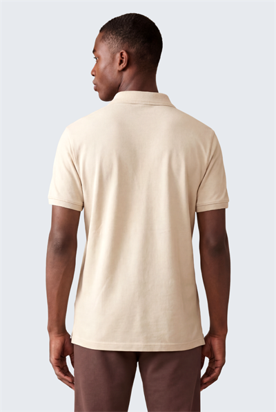 Kontür Jaguar Nakış Detaylı Slim Fit Erkek Polo Yaka Sütlü Kahve T-Shirt