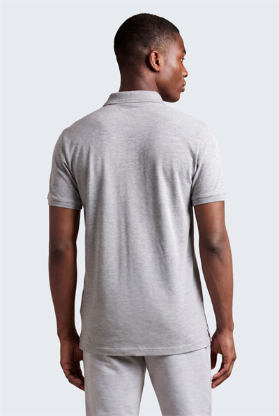 Kontür Jaguar Nakış Detaylı Slim Fit Erkek Polo Yaka Gri Melanj T-Shirt