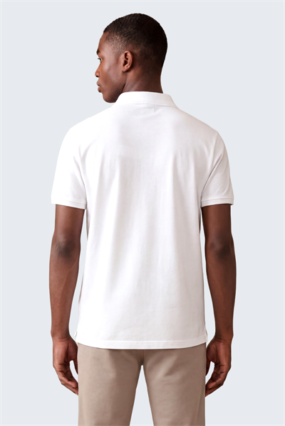 Kontür Jaguar Nakış Detaylı Slim Fit Erkek Polo Yaka Beyaz T-Shirt