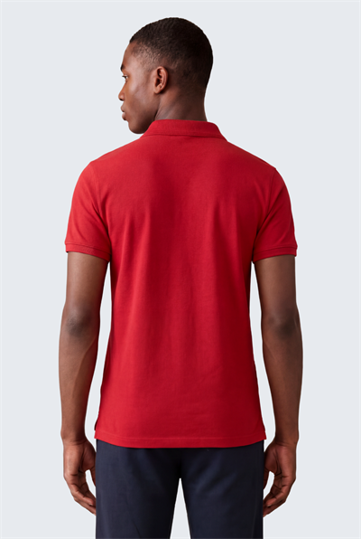 Kontür Jaguar Nakış Detaylı Slim Fit Erkek Polo Yaka Kırmızı T-Shirt