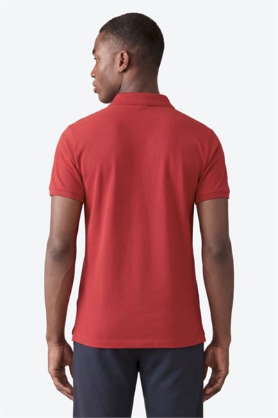 Kontür Jaguar Nakış Detaylı Slim Fit Erkek Polo Yaka Kırmızı T-Shirt