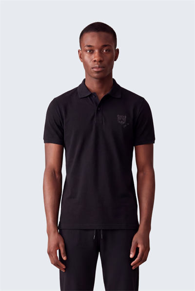 Kontür Jaguar Nakış Detaylı Slim Fit Erkek Polo Yaka Siyah T-Shirt