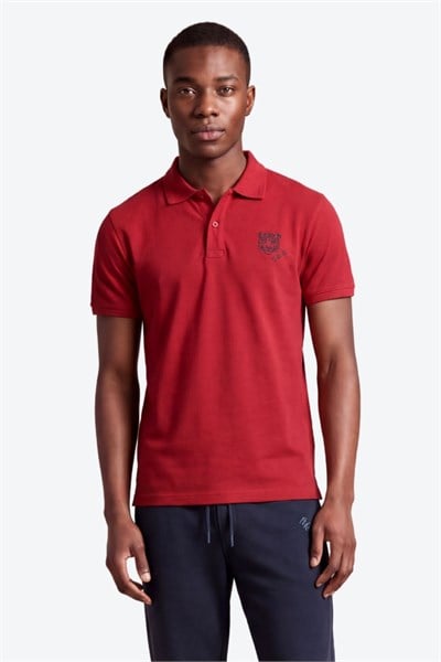Kontür Jaguar Nakış Detaylı Slim Fit Erkek Polo Yaka Kırmızı T-Shirt