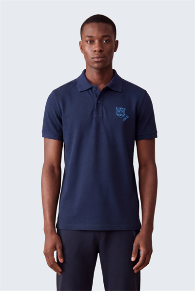 Kontür Jaguar Nakış Detaylı Slim Fit Erkek Polo Yaka Lacivert T-Shirt