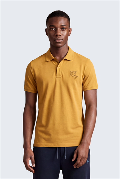 Kontür Jaguar Nakış Detaylı Slim Fit Erkek Polo Yaka Hardal T-Shirt